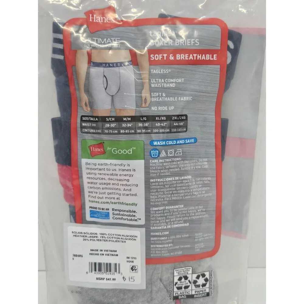 3 Pair Hanes Boxer Briefs Men S‎ 28-30 No Ride Up Ultra Comfort Flex Underwear